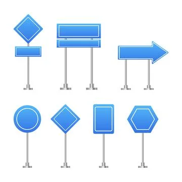 Set of realistic road signs. Empty signs. Vector illustration Stock Illustration