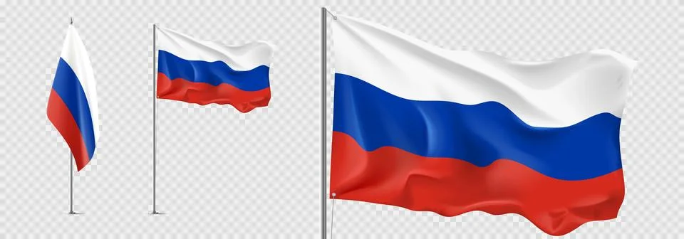 Set of realistic Russian flags Stock Illustration