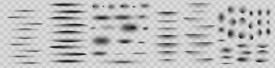 Set of realistic shadow effect on a transparent background different shapes Stock Illustration