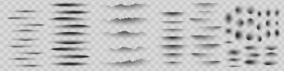 Set of realistic shadow effect on a transparent background different shapes Stock Illustration