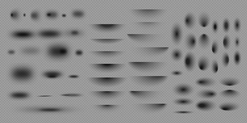 Set of realistic shadow effect on a transparent background different shapes Stock Illustration