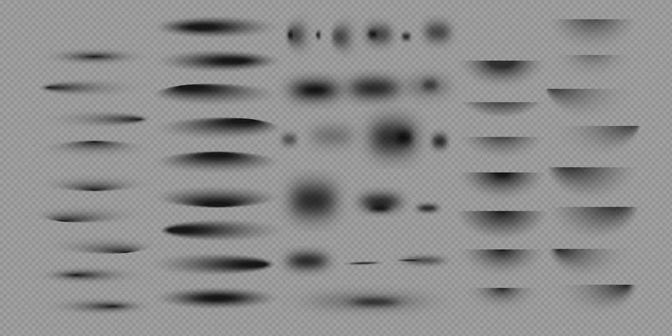 Set of realistic shadow effect on a transparent background different shapes.. Stock Illustration