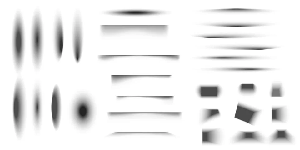 Set of realistic shadow effect on a transparent background different shapes Illustrazione stock