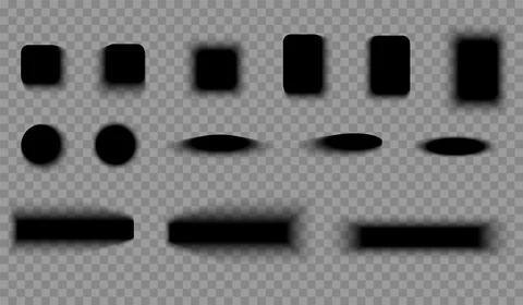 Set of realistic shadow effects on transparent background of various shapes.. Stock Illustration