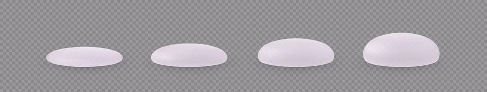 A set of realistic silicone breast implants of various sizes on an isolated Stock Illustration