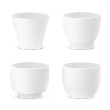 Set Of Realistic Simple Style White Flower Pots Illustrazione stock