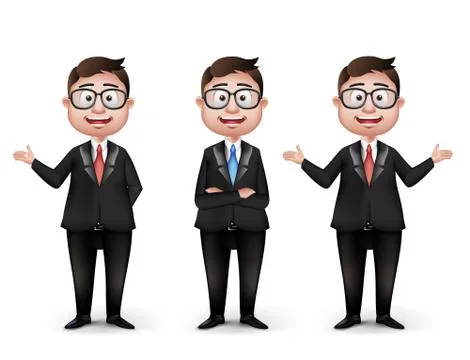 Set of Realistic Smart Different Professional and Business Man Characters Illustrazione stock