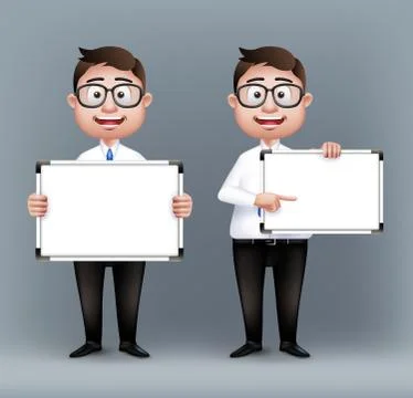 Set of Realistic Smart Different Professional and Business Man Characters Stock Illustration