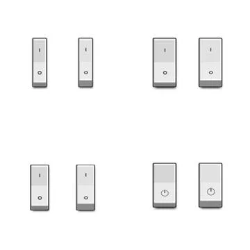 Set of realistic toggle switches in on and off positions, vector illustration Stockillustratie
