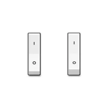 Set of realistic toggle switches in on and off positions, vector illustration Illustrazione stock
