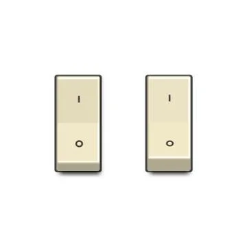 Set of realistic toggle switches in on and off positions, vector illustration Illustrazione stock