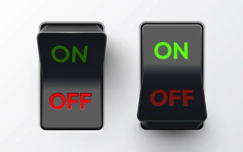 Set of realistic toggle switches in on and off positions. Plastic button. イラスト素材