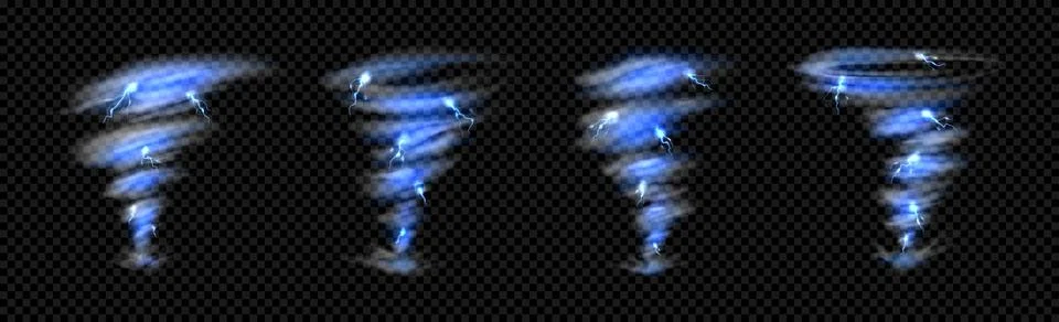 Set of realistic tornado storm Stock Illustration