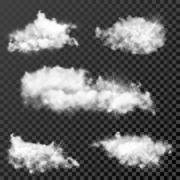 Set of realistic transparent clouds Stock Illustration