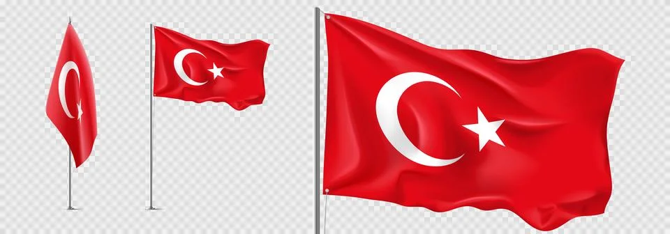 Set of realistic Turkey flags Stock Illustration