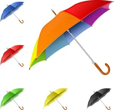 Set Realistic Umbrellas Stock Illustration