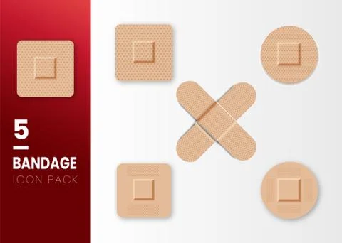 SET OF Realistic vector bandage isolated on white background. Suitable for he Stock Illustration