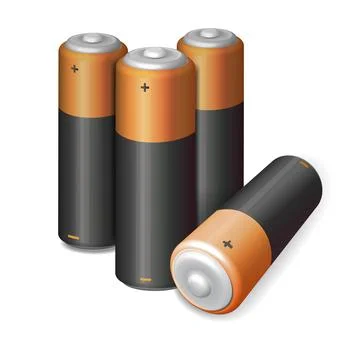 Set of realistic vector batteries, vector 3D illustration for your design. Stock Illustration