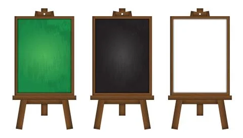 Set of realistic vector blackboard , greenboard and whiteboard . Stock Illustration