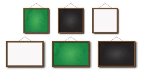 Set of realistic vector blackboard , greenboard and whiteboard . Illustrazione stock