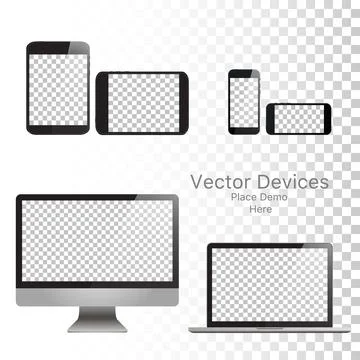 Set realistic vector devices on a isolated white background. Vector mockup. B Stock Illustration