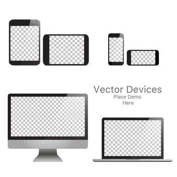 Set realistic vector devices on a white background Stock Illustration