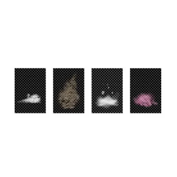 Set of realistic vector dust or cloud vapor and Soap bath foam with shampoo Stock Illustration