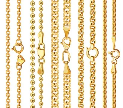 Set of realistic vector golden chains with clasp Stock Illustration
