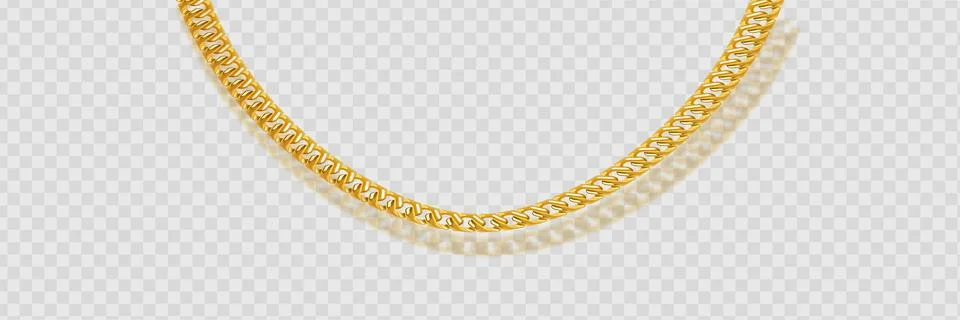 Set of realistic vector golden chains. Vector illustration of gold links isol Stock Illustration