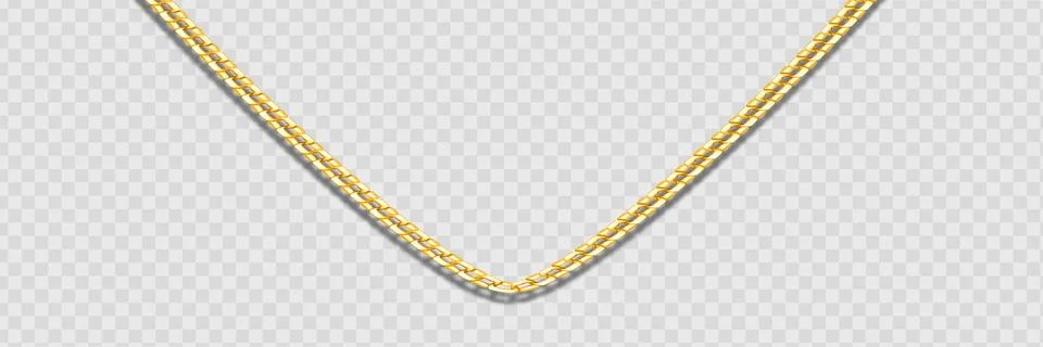 Set of realistic vector golden chains. Vector illustration of gold links Stock Illustration