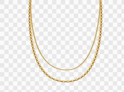 Set of realistic vector golden chains. Vector illustration of gold links is.. Stock Illustration