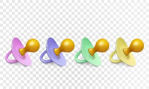 Set of realistic vector icons - illustration of baby pacifier icons different Stock Illustration