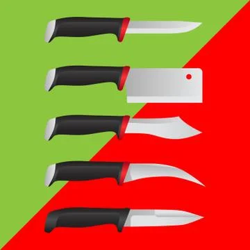 Set of realistic vector knives on a colored background イラスト素材
