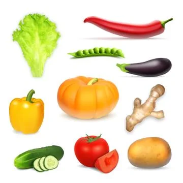 Set of realistic vegetables Stock Illustration