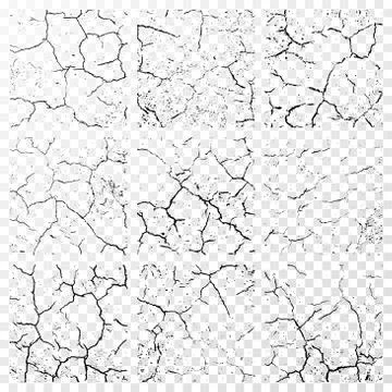 Set of realistic wall cracks isolated on white transparent background Stock Illustration