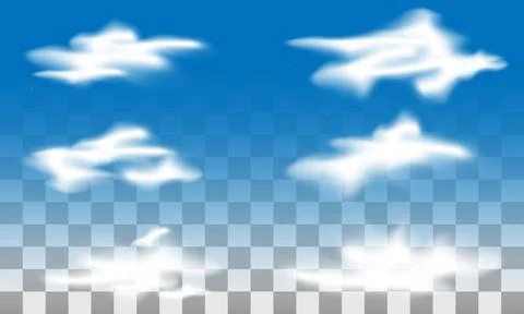 Set of realistic white clouds Stock Illustration