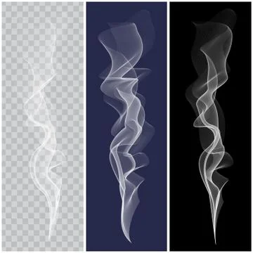 Set of realistic white smoke. Vector Stock Illustration