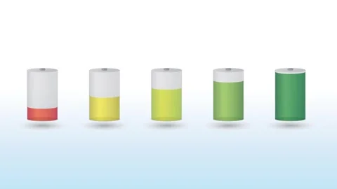 A set of recharge battery with different charge levels with colors Stock Footage 285518772