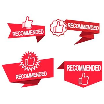Set of recommended banners with thumb up. Vector. Stock Illustration