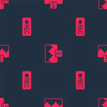 Set Record button and Music wave equalizer on seamless pattern. Vector 스톡 일러스트