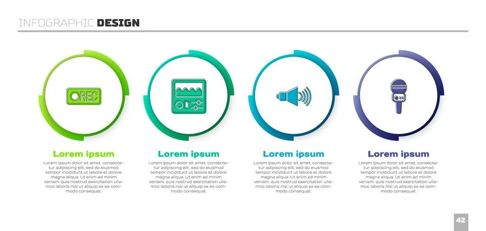 Set Record button, Drum machine, Speaker volume and Microphone. Business 스톡 일러스트