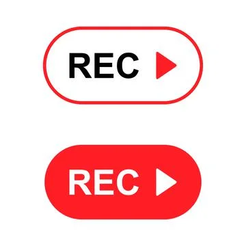Set of recording sign button, red app panel, rec, vector symbol isolated on w Illustrazione stock