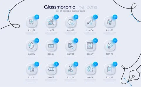 Set of Recovery computer, Dollar rate and File line icons for web app. Pictogram Stock Illustration