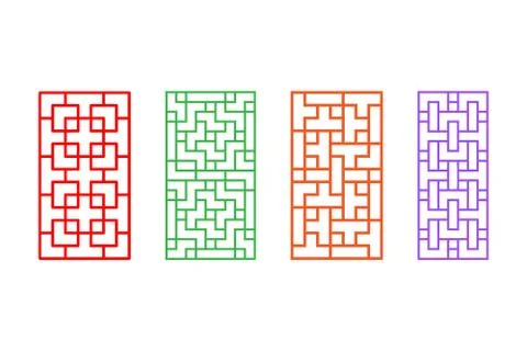 Set of rectangle Chinese pattern window frame 스톡 일러스트