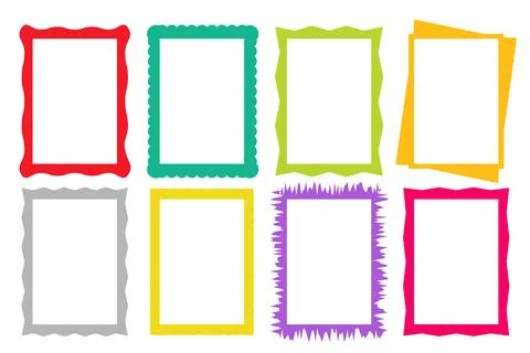 Set of rectangle frames with wavy edges. Zigzag wavy edges, rectangles, pho.. Stock Illustration