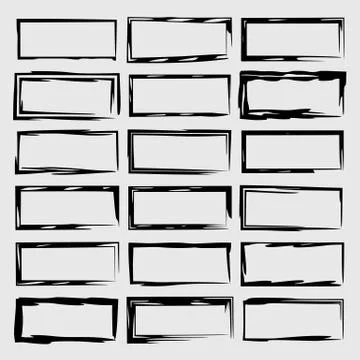 Set of rectangle grunge frames. Collection of empty borders. Template for gra Stock Illustration