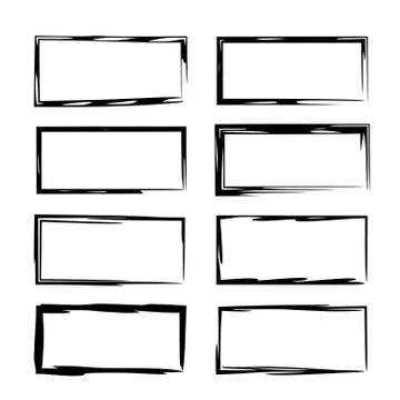 Set of rectangle grunge frames. Collection of empty borders. Template for gra Stock Illustration