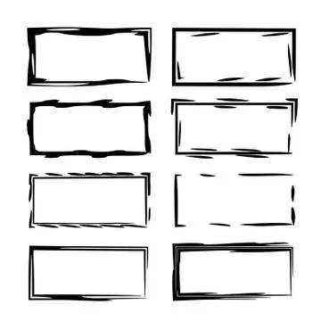 Set of rectangle grunge frames. Collection of geometric empty borders. Templa Stock Illustration
