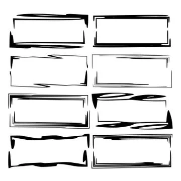 Set of rectangle grunge frames. Geometric empty borders. Template for graphic Stock Illustration