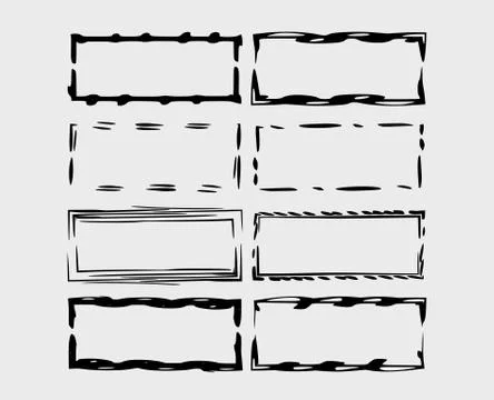 Set of rectangle grunge frames. Geometric linear empty borders. Template for  Stock Illustration